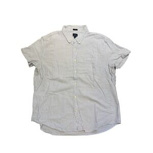 J Crew Seersucker Shirt Men's Size‎ XXL Slim Fit Blue White Striped Short Sleeve